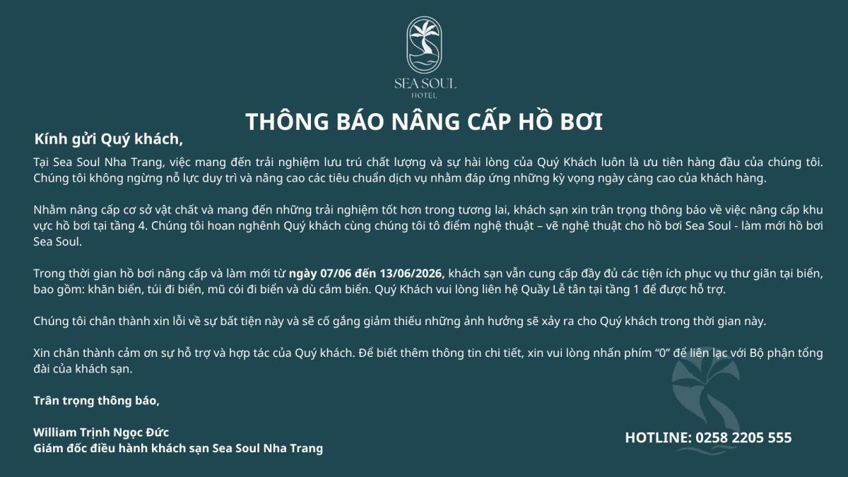 Thông báo nâng cấp hồ bơi